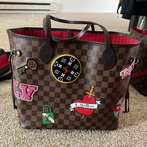 Louis Vuitton NM Neverfull Limited Edition Patches Damier Tote